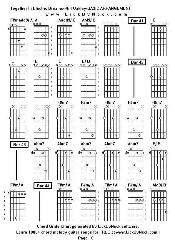 Chord Grids Chart of chord melody fingerstyle guitar song-Together In Electric Dreams-Phil Oakley-BASIC ARRANGEMENT,generated by LickByNeck software.